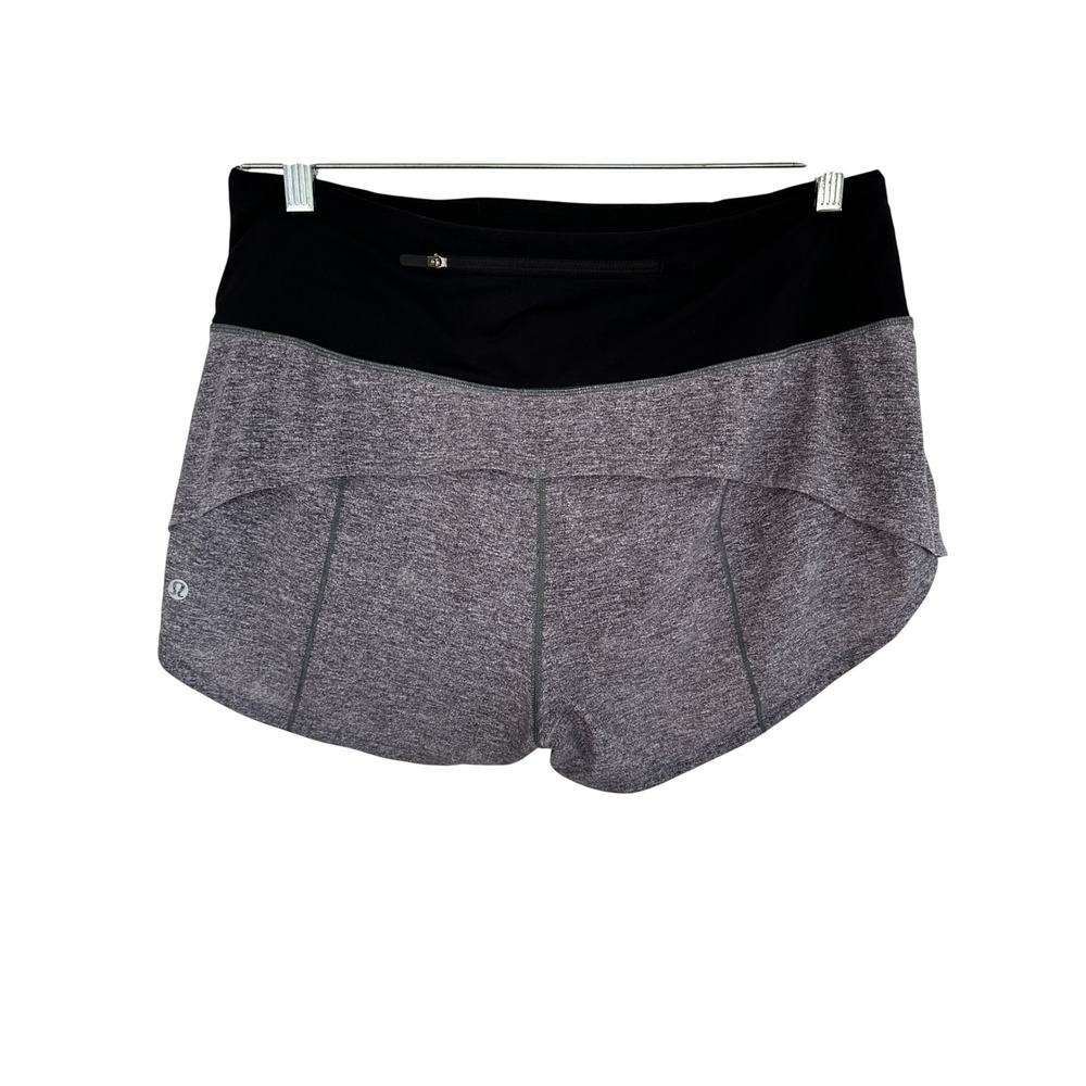Lululemon Speed Up Shorts 3" Heathered Grey Black Running Training Size 10